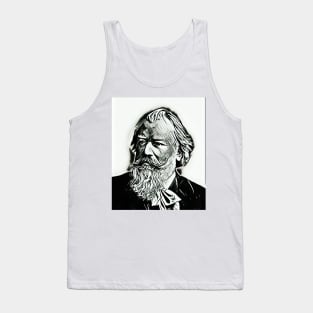 Johannes Brahms Black and White Colourful Portrait | Johannes Brahms Artwork 15 Tank Top